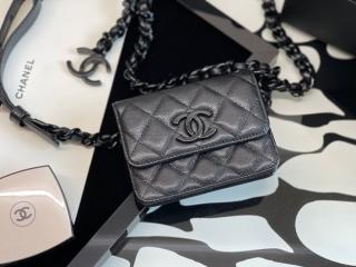 【AP1955-1】 CHANEL シャネル バッグ スーパーコピー 21新作 グレインド カーフスキン ベルト付き フラップ カードケース レディース バッグ 2色可選択