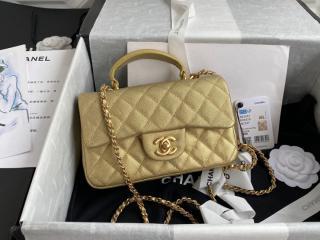 【AS2431-3】 CHANEL シャネル バッグ スーパーコピー 21新作 グレインド カーフスキン トップハンドル ミニ フラップ バッグ レディース ショルダーバッグ 4色可選択