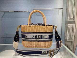 【M7601CMVO_M918】 Dior ディオール バッグ スーパーコピー 21新作 Wicker バスケットバッグ オブリーク ジャカード＆ナチュラルウィッカー ショルダーバッグ