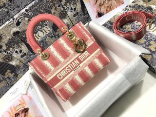 【M0565ORFQ_M912】 Dior ディオール バッグ スーパーコピー 21新作 Lady D-Lite ミディアムバッグ D-Stripes エンブロイダリー レディース バッグ