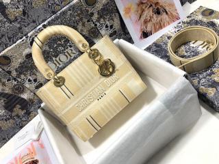 【M0565OJAT_M925】 Dior ディオール バッグ コピー 21新作 Lady D-Lite ミディアムバッグ Stripes エンブロイダリー レディース バッグ