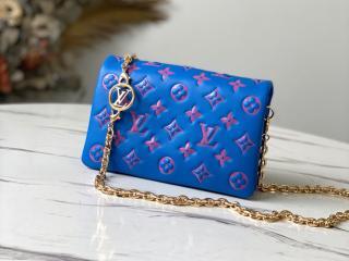 【M80743】 LOUIS VUITTON ルイヴィトン モノグラム バッグ スーパーコピー 21新作 POCHETTE COUSSIN ポシェットクッサン レディース ショルダーバッグ ブルー / レッド