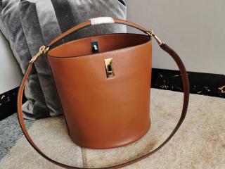 【195573CR4.04LU】 CELINE セリーヌ バッグ コピー 21新作 BUCKET 16バケットバッグ / スムースカーフスキン ショルダーバッグ タン