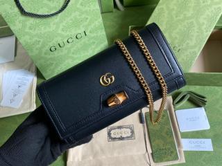 【658243-1】 GUCCI グッチ バッグ スーパーコピー 21新作 バンブー付き チェーンウォレット レディース 二つ折り財布 5色可選択