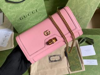 【658243-3】 GUCCI グッチ バッグ スーパーコピー 21新作 バンブー付き チェーンウォレット レディース 二つ折り財布 5色可選択