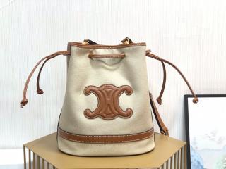 【196752DJK.02NT】 CELINE セリーヌ バッグ コピー 21新作 マリン ソー / テキスタイル & カーフスキン ナチュラル / タン レディース ショルダーバッグ