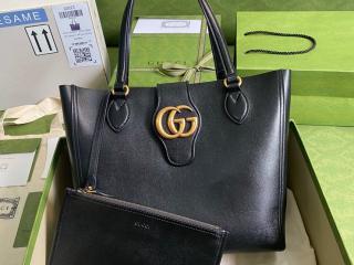 ‎【652680 1U10T 1000】 GUCCI グッチ バッグ コピー 21新作 ダブルG付き スモール トートバッグ レディース ショルダーバッグ 2色可選択 ブラック