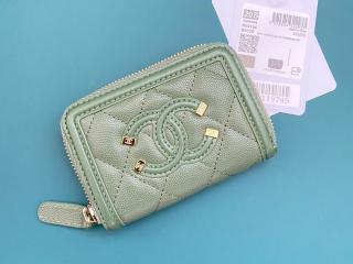 【A81459-3】 CHANEL シャネル バッグ コピー バイカラーコインケース CCマークxメタリックターコイズ 小銭入 ラウンドファスナー財布