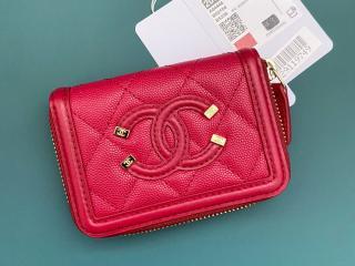 【A81459-7】 CHANEL シャネル バッグ コピー バイカラーコインケース CCマークxメタリックターコイズ 小銭入 ラウンドファスナー財布