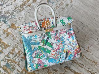 【birkin251】 Hermes エルメス バーキン バッグ スーパーコピー 新作 birkin25 togo 落書き クロコ本革 ハンドバッグ