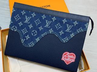 【M45961】 LOUIS VUITTON ルイヴィトン モノグラム・デニム バッグ スーパーコピー 22新作 ポシェット・ヴォワヤージュ MM メンズ クラッチバッグ