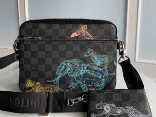 【N58040】 LOUIS VUITTON ルイヴィトン ダミエ・グラフィット バッグ スーパーコピー 22新作 トリオ・メッセンジャー メンズ ショルダーバッグ