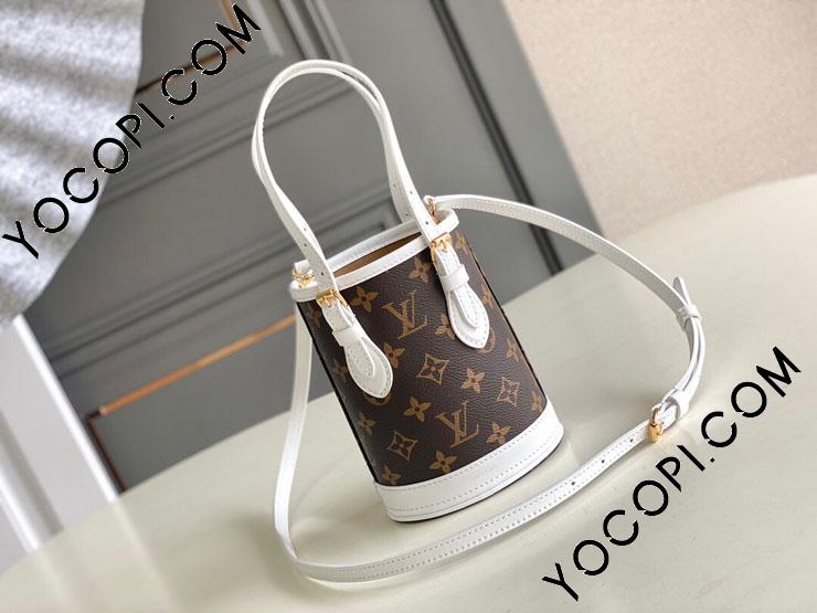 ルイヴィトン モノグラム ナノ バケット ホワイト ショルダーバッグ N44 ルイヴィトンショルダーバッグナノバケットモノグラム