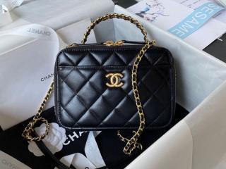 【AS3899-1】 CHANEL シャネル バッグ スーパーコピー 23年新作 ヴァニティー ケース シャイニー カーフスキン レディース ショルダーバッグ ブラック