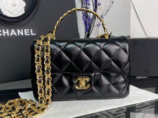 【AS4023】 CHANEL シャネル バッグ スーパーコピー 23年新作 スモール トップハンドル フラップ バッグ シャイニー ラムスキン ショルダーバッグ