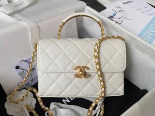 【AS3982-1】 CHANEL シャネル バッグ スーパーコピー 23新作 トップハンドル フラップバッグ シャイニーグレインドカーフスキン ショルダーバッグ AS4008