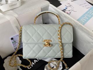 【AS3982-3】 CHANEL シャネル バッグ スーパーコピー 23新作 トップハンドル フラップバッグ シャイニーグレインドカーフスキン ショルダーバッグ AS4008