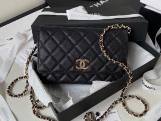 【AP3180-1】 CHANEL シャネル バッグ スーパーコピー 23新作 チェーンウォレット グレインド シャイニー カーフスキン ショルダーバッグ