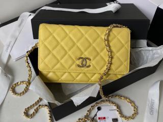 【AP3180-4】 CHANEL シャネル バッグ コピー 23新作 チェーンウォレット グレインド シャイニー カーフスキン ショルダーバッグ