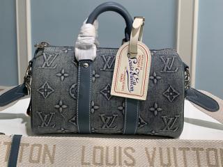 【M22762】 LOUIS VUITTON ルイヴィトン モノグラム・ウォッシュ バッグ コピー 23新作 Keepall キーポル・バンドリエール 25 メンズ ショルダーバッグ