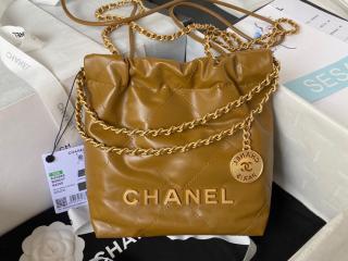 【AS3980-09】 CHANEL 22 シャネル バッグ コピー 23年新作 ミニ ハンドバッグ シャイニー カーフスキン レディース ショルダーバッグ