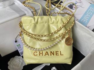 【AS3980-17】 CHANEL 22 シャネル バッグ コピー 23年新作 ミニ ハンドバッグ シャイニー クランプル カーフスキン & クリスタル パール ショルダーバッグ