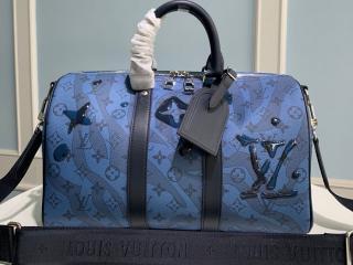 【M22573】 LOUIS VUITTON ルイヴィトン モノグラム・アクアガーデン バッグ コピー 23新作 KEEPALL キーポル・バンドリエール 35 メンズ ショルダーバッグ