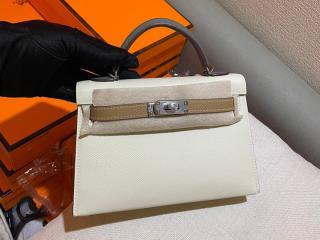 HERMES Mini Kelly エルメス ケリーミニ2 バッグ コピー 外縫い シルバー金具 19cm