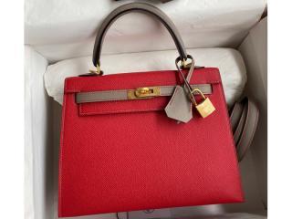 【kelly25ps09】 HERMES エルメス バッグ スーパーコピー Kelly ケリー25 ハンドバッグ エプソン ゴールド/シルバー金具選択可