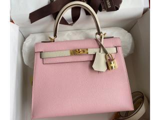 【kelly25ps13】 HERMES エルメス バッグ スーパーコピー Kelly ケリー25 ハンドバッグ エプソン ゴールド/シルバー金具選択可