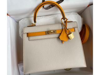 【kelly25ps15】 HERMES エルメス バッグ スーパーコピー Kelly ケリー25 ハンドバッグ エプソン ゴールド/シルバー金具選択可