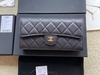 【A80758-2】 CHANEL シャネル 長財布 スーパーコピー フラップ グレインド カーフスキン レディース 二つ折り長財布 ゴールド金具