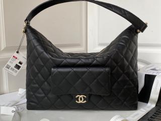 【AS4339-1】 CHANEL シャネル バッグ コピー 23年新作 マキシ ホーボー バッグ カーフスキン レディース ショルダーバッグ