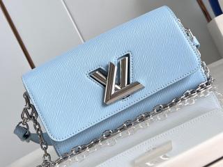 【M24566】 LOUIS VUITTON ルイヴィトン エピ バッグ スーパーコピー 24新作 ツイスト TWIST WEST レディース ショルダーバッグ Candy Blue