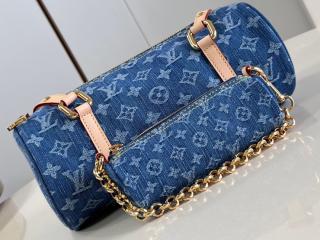 【M46830】 LOUIS VUITTON ルイヴィトン モノグラム・デニム バッグ コピー 24新作 LV リミックス PAPILLON パピヨン MM レディース ショルダーバッグ