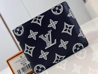 【M83379】 LOUIS VUITTON ルイヴィトン モノグラム・シャドウ 財布 コピー 24新作 MULTIPLE ポルトフォイユ･ミュルティプル 二つ折り財布 ブルーマリーヌ