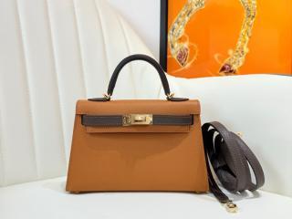 【MiniKelly2-2】 HERMES Mini Kelly 19cm エルメス ケリーミニ2 バッグ コピー 外縫い レディース ショルダーバッグ ゴールド金具