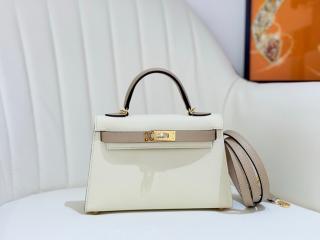 【MiniKelly2-7】 HERMES Mini Kelly 19cm エルメス ケリーミニ2 バッグ スーパーコピー 外縫い レディース ショルダーバッグ ゴールド金具