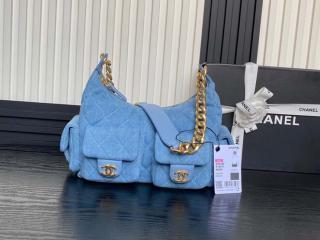 【AS5339-1】 CHANEL シャネル バッグ スーパーコピー 25新作 ラージ ホーボー バッグ ウォッシュド デニム レディース ショルダーバッグ 2色可選択