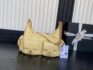 【AS5339-4】 CHANEL シャネル バッグ スーパーコピー 25新作 ラージ ホーボー バッグ シャイニー ラムスキン レディース ショルダーバッグ 6色可選択