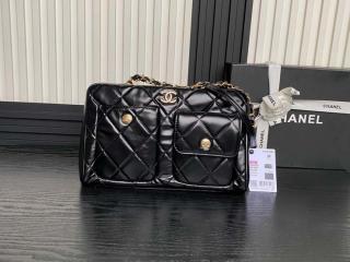 【AS4933-1】 CHANEL シャネル バッグ コピー 新作 ラージ ボーリング バッグ シャイニー カーフスキン レディース ショルダーバッグ 5色可選択