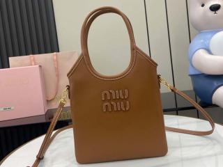 【5BA281-1】 MIUMIU ミュウミュウ バッグ スーパーコピー 新作 IVY コニャック アイビー レザー ハンドバッグ レディース ショルダーバッグ 2色可選択