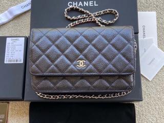 【AP0250-1】 CHANEL シャネル バッグ スーパーコピー 新作 クラシック ウォレット オン チェーン キャビアスキン レディース ショルダーバッグ ブラック