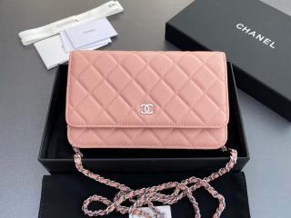 【AP0250-2】 CHANEL シャネル バッグ コピー 新作 クラシック ウォレット オン チェーン キャビアスキン ショルダーバッグ ピンク