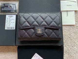 【AP0232-2】 CHANEL シャネル 財布 スーパーコピー 25新作 ミディアム フラップウォレット キャビア レディース 三つ折り財布