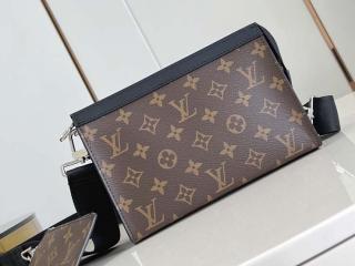 【M14036】 LOUIS VUITTON ルイヴィトン モノグラム･マカサー バッグ スーパーコピー 25新作 ガストン･ウェアラブル ウォレット メンズ ショルダーバッグ