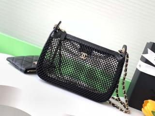 【AP4572-1】 CHANEL シャネル バッグ コピー 25春夏 チェーン クラッチ バッグ メッシュ & シャイニー ラムスキン レディース ショルダーバッグ