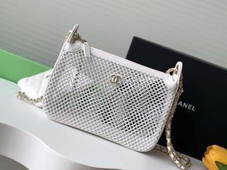 【AP4572-2】 CHANEL シャネル バッグ スーパーコピー 25春夏 チェーン クラッチ バッグ メッシュ & シャイニー ラムスキン レディース ショルダーバッグ