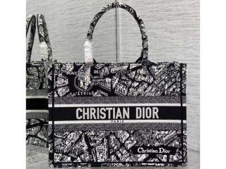 【M1296ZOMP_M46I】 Dior ディオール バッグ スーパーコピー 25新作 Book Tote バッグ ミディアム Plan de Paris エンブロイダリー トートバッグ
