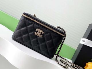 【AP4530-1】 CHANEL シャネル バッグ コピー 25新作 ロング ヴァニティケース シャイニー グレインド カーフスキン & ストラス ショルダーバッグ 5色可選択